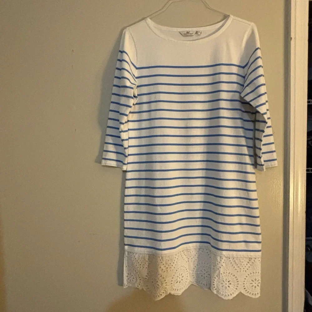 Vineyard Vines Blue and White Striped Long Sleeve Dress - Picture 2 of 5